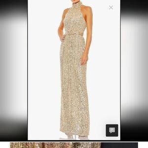 Mac Duggal Gold Sequin Halter Gown 11281 size 2